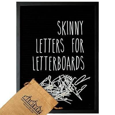 Skinny Felt Board Letters Only Set NO BOARD INCLUDED, Rae Inspired Font Farmhouse Decor Accessory, 2 Inch White Plastic Letters Numbers Symbols For Changeable Felt Letter Board Message Bulletin