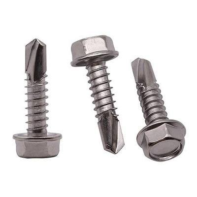 #10 x 3/4" (100 Pack) Hex Washer Head Self Drilling Screws (1/2" to 3" Available), 410 Stainless Steel Self Tapping Sheet Metal Screws, No Pre-drilled Needs