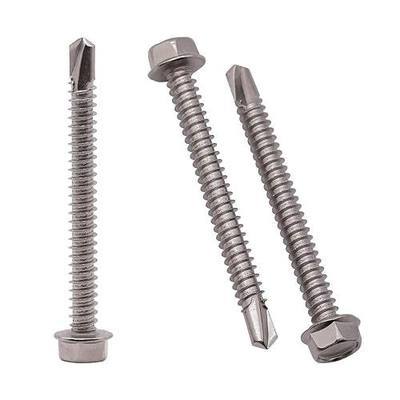 #10 x 2-1/2" (50 Pack) Hex Washer Head Self Drilling Screws (1/2" to 3" Available), 410 Stainless Steel Self Tapping Sheet Metal Screws, No Pre-drilled Needs