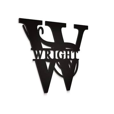 Wright 12" Black Aluminum Composite Monogrammed Sign Door Wall Decor Last Name Signs for Home Personalized