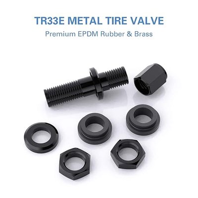CKAuto VS33/TR33E Metal Clamp-in Tubeless Tire Valve Stem,Black, 5 Pcs/Pack | Fits 0.453” (11.5 mm) Rim Holes, Eff. Length 1.25” (32 mm), for Cars, Trucks, Trailers & Motorcycles