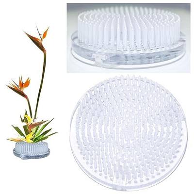 2Pcs Clear Japanese Floral Frogs 70mm/2.76" Plastic Ikebana Cut Flower Kenzan Flower Arrangement Pin Frog Holder with 3 Suction Cups on Bottom