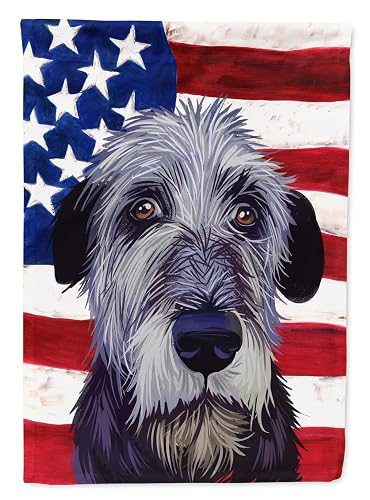 Caroline's Treasures CK6573GF Irish Wolfhound American Flag Garden Flag Mailbox Flag Decorative Yard Flag Banner Outside Patio Artwork Yard Flower Beds, Garden Size, Multicolor