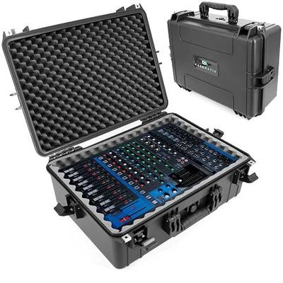CASEMATIX Mixer Carry Case Compatible with Yamaha MG12XU | 12 Channel Mixing Console, IPX7 Waterproof Hard Shell, Fits Mixers up to 17" x 12.1" x 5", Includes Foam, Cable Storage