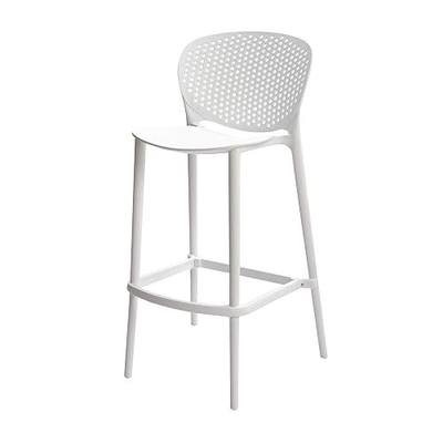 Amazon Basics High Back Indoor Molded Plastic Barstool with Footrest, 21"D x 21"W x 41"H (Pack Of 2) - White