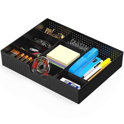 Simple Houseware Drawer Organizer Tray, 9 Adjustable Compartments, Black | For Office, Makeup, and Craft Drawer or Desktop Storage