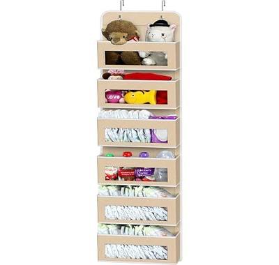 Simple Houseware 6 Clear Window Pocket Over Door Hanging Organizer, Beige | Over the Door Storage for Closet, Bedroom, Bathroom, Pantry