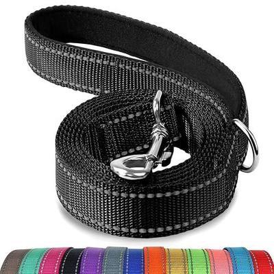 Joytale Reflective Dog Leash for Medium & Large Dogs, 6 FT x 1", Black | Heavy Duty Nylon Webbing, Padded Handle for Comfort, Visible at Night, for Walking & Training