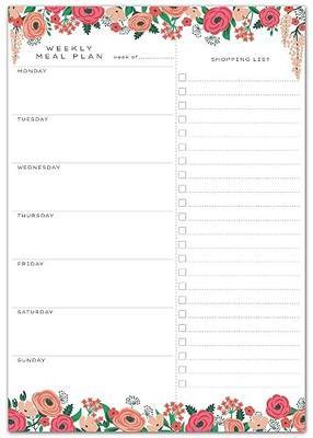 Sweetzer & Orange Floral Weekly Meal Planner and Grocery List Magnetic Notepad. 7x10” Meal Planning Pad with Tear Off Shopping List. Plan Weekly Menu Food for Weight Loss or Dinner List for Family!