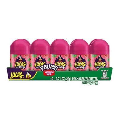 Lucas Powder Watermelon Flavored Candy, 0.71oz - 10 Pieces Pack for Treats, Fruit, Parties, Piñatas