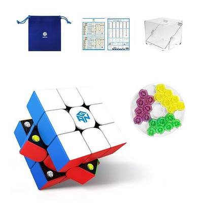 GAN 356 M 3x3 Magnetic Speed Cube with Extra GES, for Kids, Frosted Version | 48 Visible Magnets for Stable Alignment, Scratch-proof Stickerless, for Spatial Awareness, Chirstmas Thanksgiving Puzzle Gift
