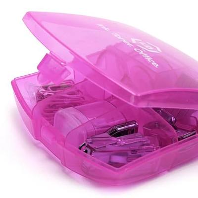 LD Products Pink Mini Office Supply Kit Portable Case with Scissors, Paper Clips, Tape Dispenser Set, Pencil Sharpener, Mini Stapler with Staples and Staple Remover