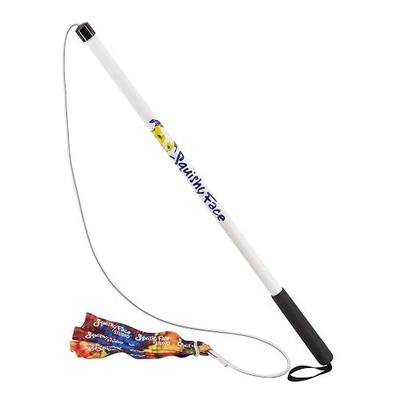 Squishy Face Studio Flirt Pole V2 with Lure - Durable Dog Toy for Fun Obedience Training & Exercise, Rainbow Tie Dye, Regular - 36 inch for All Breed Sizes