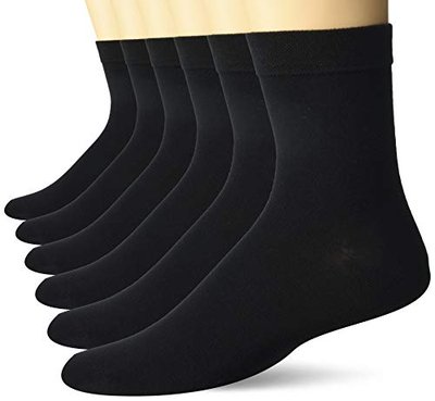 100% Cotton Women Socks, Elastic Breathable Mid Calf Casual Crew Socks 2-5 Pair, Black Large (6 Pairs), US Shoe Size:8-13