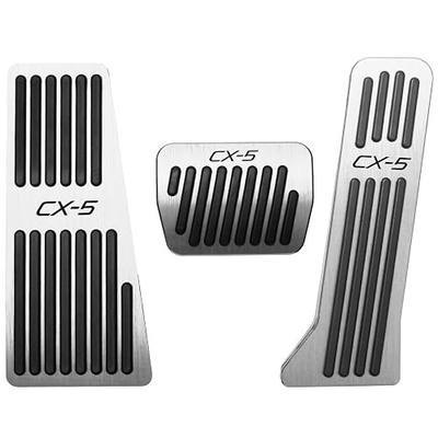 BOYUER 3PCS Anti-Slip No Drilling Aluminum Rest Brake Gas Accelerator Pedal Covers Foot Pedal Pads Kit For Mazda CX-5 2013-2025 (Sliver)