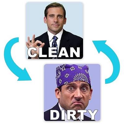 Michael Scott Prison Mike Funny Dishwasher Magnet Clean Dirty Sign Sticker | Strongest Magnet Double Sided Flip with Metal Magnetic Plate Universal Kitchen Dish Washer Reversible Indicator,Non-Scratch