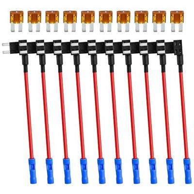 MuHize Micro2 Fuse Tap Adapter Kit - 10 Pack Premium Add-A-Circuit ATR Blade Fuses Holder with 10 Free 5A Fuses | Easy Installation for Car Truck SUV Boat Accessories