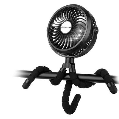 AMACOOL Battery Operated Stroller Fan, Baby Travel Essentials for Beach Disney, Newborn Boy & Girl Showers Gifts Registry Search, Rechargeable Clip On Fan for Car Seat Wagon Crib Bike Treadmill