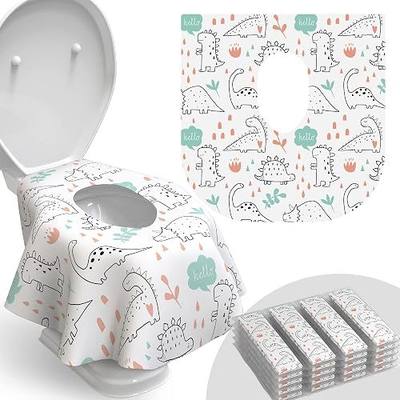 Relyo Disposable Toilet Seat Cover for Travel – 20 Pack with Covers Wrapped in Sets of 2, Non-Flushable Liners, Fits Most Seats – Kids, Toddlers, Adults (Dinosaurs, 20)