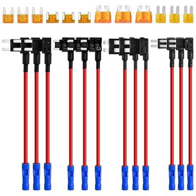 MuHize Fuse Taps - 4 Types 12 Pack Add-A-Circuit Adapters for Micro2/Mini/ATC/ATS Low Profile Fuses, Easy Plug & Play Installation for Dash Cams, LED Lights (12V Car/Truck)