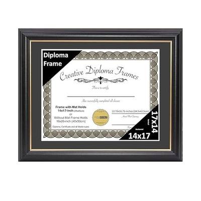 Creative Picture Frames 14" x 17" Rockefeller Black with Gold Rim Diploma Frame, Displays 14" x 17" Certificate or 16" x 20" Document without Mat, College Degree Frame, Full-Strength Glass, Black Mat