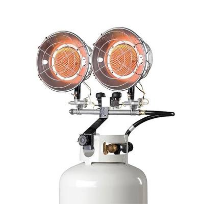 Mr. Heater 30,000 BTU Double Tank Top Heater | 10,000-30,000 BTU Output | Dual Swivel Burners | Tip-Over Safety Shutoff | Match-Lit Ignition | Radiant Heat