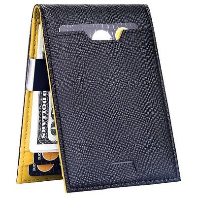 FEITH&FELLY Men Bifold Wallet with Money Clip - Leather Minimalist Front Pocket RFID Blocking