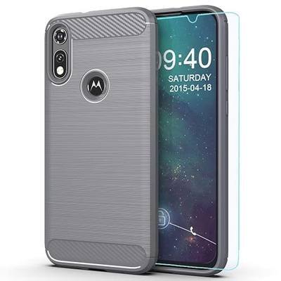 M MAIKEZI for Moto E Phone case,Motorola E case,with HD Screen Protector, Soft TPU Slim Fashion Non-Slip Protective Phone Case Cover for Motorola Moto E (2020)(Gray Brushed TPU)