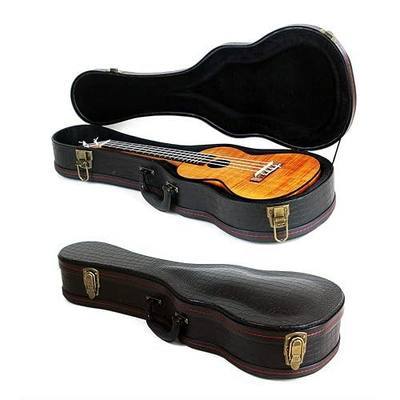Crocodile Pattern Leather Ukulele Case, 26 Inch Bulge Surface with Plush Interior for Tenor Ukulele (Black)