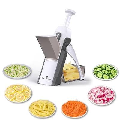 ONCE FOR ALL Safe Mandoline Slicer Kitchen, All in 1 Vegetable Slicer, Gray | Adjustable Thickness, Potato Slicer Veggie Chopper, Strips Julienne Dicer, French Fry Cutter, Dishwasher Safe, Kitchen Gift