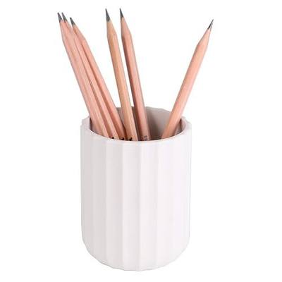 Silicone Pencil Holder Round Pen Cup for Desk Cute Office Desktop Stationery Organizer Makeup Brush Holder (White)