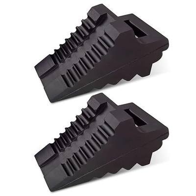 ROBLOCK Solid Rubber Wheel Chocks Heavy Duty Trailer Chock, G.V.W. Up to 4T, 2 Pack Black, 8.6" L x 3.7 W x 4.7" H for Car, Travel Trailers, RV, Truck, and ATV, for All Weather Use