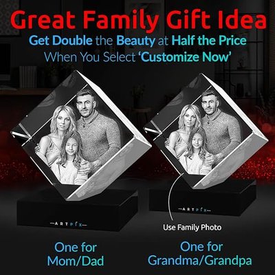 ArtPix 3D Crystal Photo - Personalized Gift Anniversary - Wife, Women, Men | A custom photo crystal keepsake for mom, family, or a couple — perfect for birthdays, weddings & milestone anniversaries.
