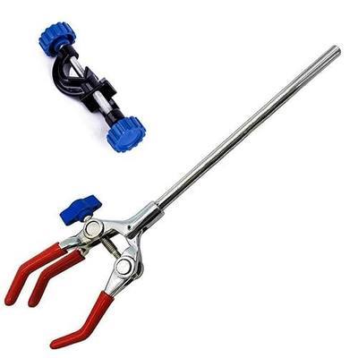 LabZhang Lab Clamp 3 Prong Finger Adjust Jaw with Adjustable Bosshead | Lab Clamp 3 Prong Finger Adjust Jaw with Scientific Extension Adjustable Bosshead Clamp Holder