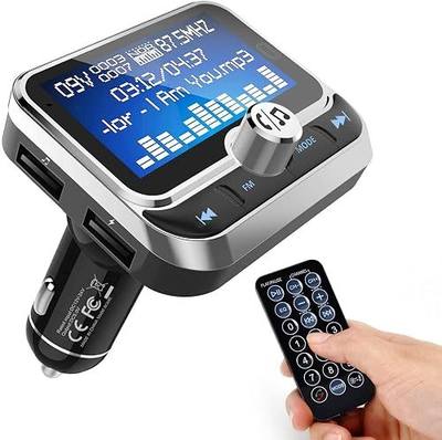 Bluetooth FM Transmitter for Car, Wireless Bluetooth 5.0 Radio Adapter Car Kit with Handsfree Calling 2 USB Ports Voltage Detection Support TF Card U-Disk