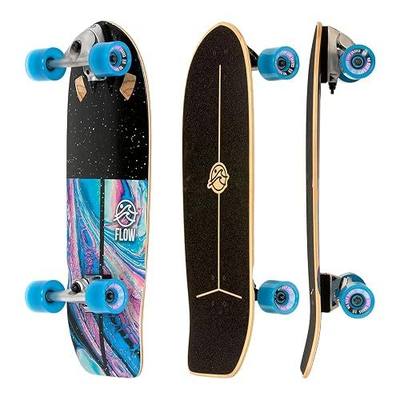 Flow Surf Skates Cruiser - 29"x10" 7-Ply North American Maple Deck, Carving Truck, Fully Assembled, Supports up to 275 lbs for Surf-Like Carving
