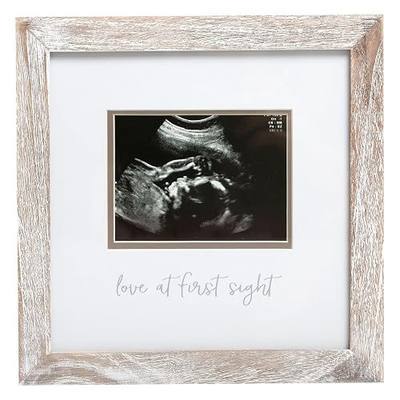 Pearhead Love At First Sight Sonogram Picture Frame, Rustic | 3 x 4 Photo Insert, Ultrasound Keepsake, Pregnancy Announcement, Gender-Neutral Nursery Decor, Expecting Parent Gift
