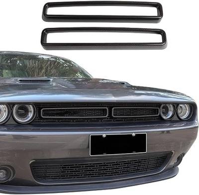 Voodonala for Challenger ABS Carbon Fiber Front Grille Inserts for 2015-2022 Dodge Challenger Accessories, 2pcs