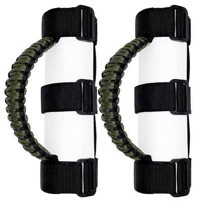 2 x Roll Bar Grab Handles Grip Handle for Jeep Wrangler YJ TJ JK JKU JL JLU Sahara Rubicon X Sports Freedom & Unlimited 1987-2022 (Black/Olive)