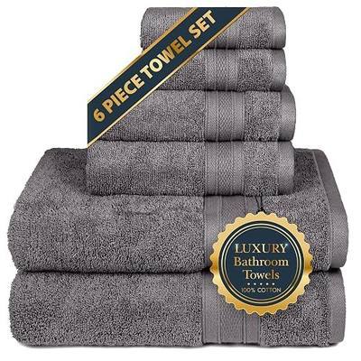 TRIDENT Soft & Plush Luxury Towel Set, 100% Cotton, 2 Bath Towels 2 Hand Towels 2 Washcloths Highly Absorbent Towels for Bathroom, 6 Pieces Charcoaly Grey Towel Sets