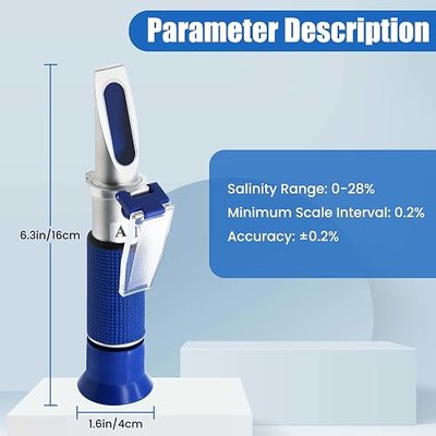 0-28% Salinity Refractometer Sea Water Tester with ATC Hand Held Refractometer for Salt, Aquarium, Industry (Made of Copper Not Cheap Aluminum)