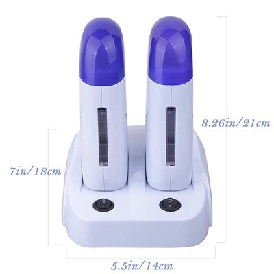 Portable Double Depilatory Roll on Wax Warmer with Heater Base | For Women Men Body Waxing, Hair, Leg, Armpit, Bikini