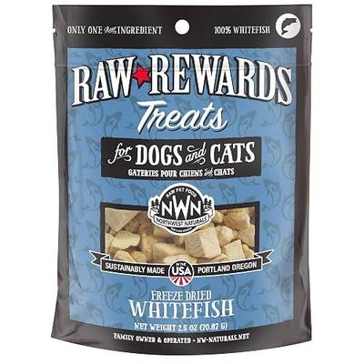 Northwest Naturals Raw Rewards Freeze-Dried Whitefish Treats for Dogs and Cats - Bite-Sized Pieces - Healthy, 1 Ingredient, Human Grade Pet Food, All Natural, Proudly Made in USA, 2.5 Oz