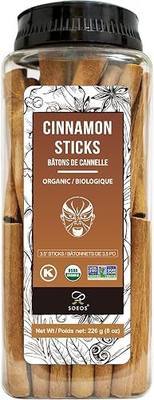 Soeos Organic Cinnamon Sticks, 8 oz (226g), 3.5" Length, 100% Raw, Non-GMO, Kosher Certified, Whole Cinnamon Sticks Seasoning Spice for Coffee, Baking, Cooking and Beverages