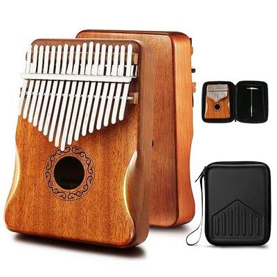 MIFOGE 17Keys Kalimba Thumb Piano with Hard Case Mahogany | Beginner-friendly finger piano easy to learn portable musical instrument with study guide, gift for beginners toddlers childs