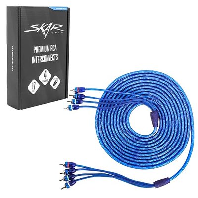 Skar Audio 17-Foot 4-Channel Twisted Pair RCA Interconnect Cable - SKAR4CH-RCA17