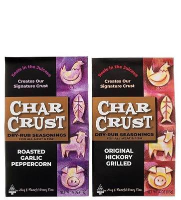 Char Crust Dry Rub Seasoning – Original Hickory Grilled and Roasted Garlic Peppercorn, Holiday Cooking Pack, 4 oz (Pack of 2)