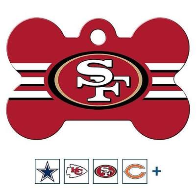 GoTags Personalized San Francisco 49ers Dog Tag, Brass Metal Bone Pet ID | Tag Engraved with Name and Custom Text, NFL Football Team Pet Apparel, Wear Resistant Enamel Paint , Official License (Large)