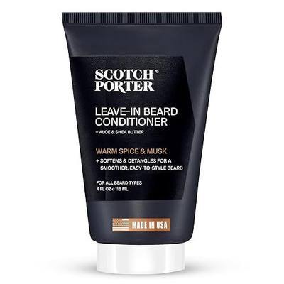 Scotch Porter Restorative Leave-In Beard Conditioner, Warm Spice & Musk | Deep Conditioning Softener, Lightweight Feel, Reduces Frizz, Long-lasting Hydration & Shine to Dull Dry, Coarse Beards, 4 oz