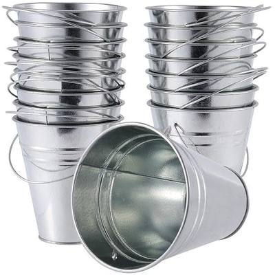 KINJOEK 16 PCS Galvanized Metal Bucket with Handle, 4.5 x 5.1 Inch Small Round Flower Plant Pot Basket, Galvanized Planter Pail for Centerpieces, Balconies, Gardens, Patios, Office, Parties
